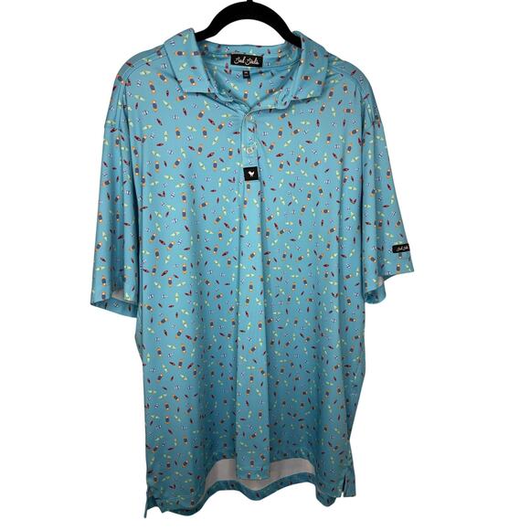 Bad Birdie Other - Bad Birdie Patterned Golf Shirt Men's XXL Blue Fun Funky Polo Performance NWOT